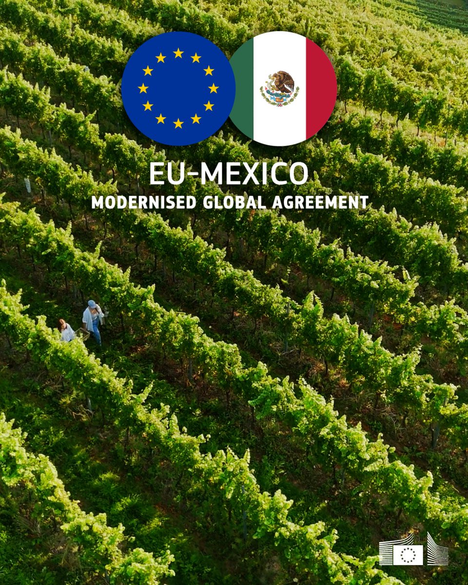 EU farmers stand to gain from the 🇪🇺🇲🇽 agreement. 
 
✅ Mexican tariffs on key EU agri-food exports removed
✅ 568 EU traditional products protected
✅ Simpler procedures, lower costs, quicker exports
  
More info: europa.eu/!XNqDrg
 
#EUTrade #Mexico