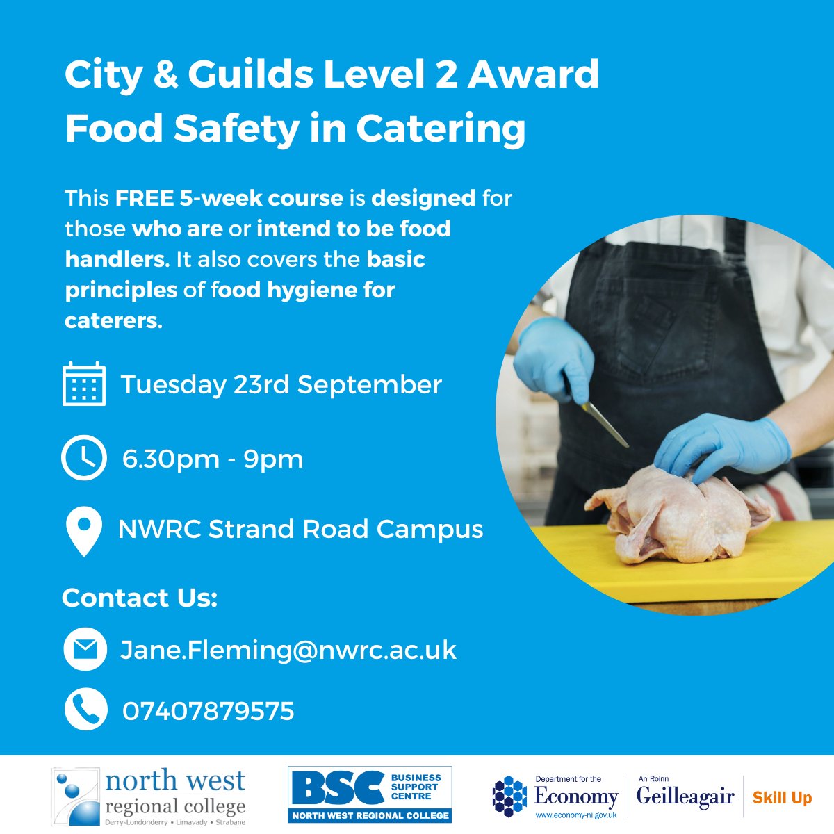 🤔 Want to boost your food safety skills? 

🧑🏼‍🍳 Join our FREE 5-week course on food hygiene for caterers! 

📲 Limited spots—register now! 

🔗 Email BSCSkills@nwrc.ac.uk or call 07407879575 

#SkillUp