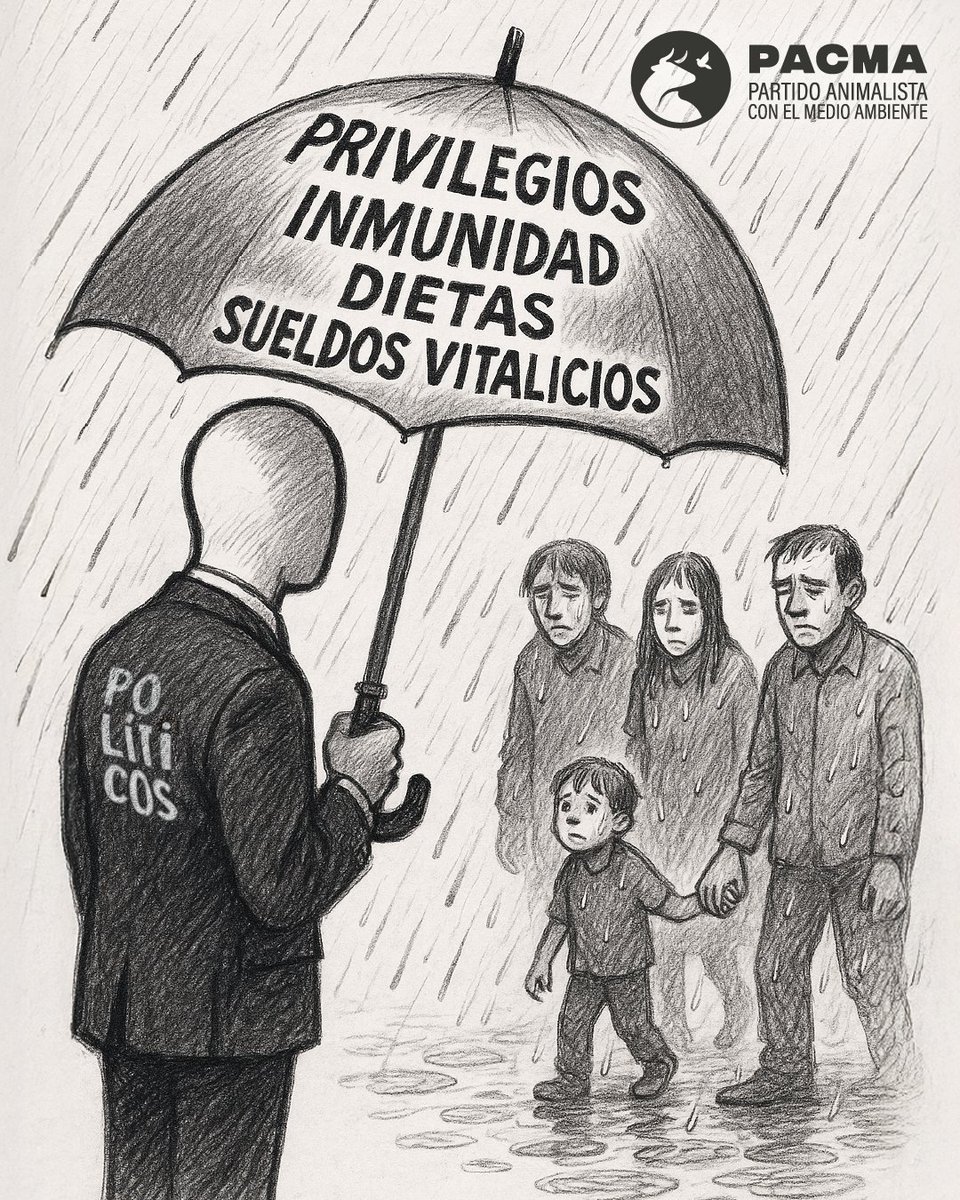 ⚠️¿Por qué los políticos se aferran a su sillón?

👉Inmunidad parlamentaria, dietas, sueldos vitalicios... Se protegen con su paraguas y se olvidan del resto.

🚫Desde #PACMA proponemos el fin de los privilegios, como en Suecia.

🏛La política debe ser solo un servicio público.