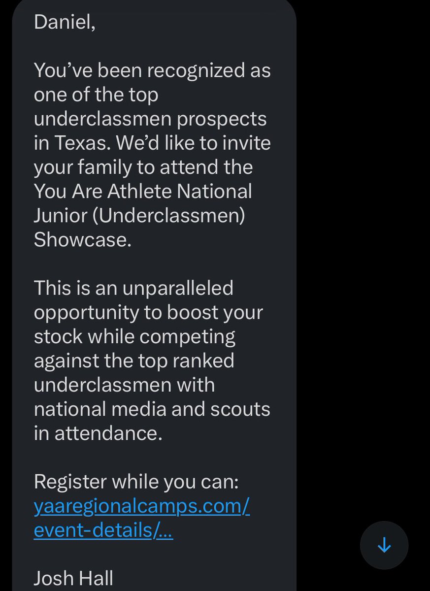 htxdj5's tweet photo. Thank you @youareathlete for the invite. Would love to be there!
#blessed https://t.co/UQGR9V65ze