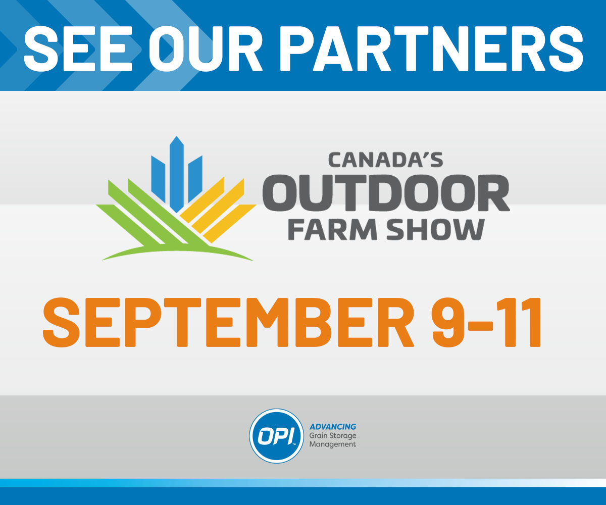 See OPI's latest grain management solutions at Canada's <a href="/outdoorfarmshow/">Canada's Outdoor Farm Show</a> September 9-11! Stop by our partners' booths to find out the best indicator of spoilage &amp; get a customized assessment on preventing spoilage. #CanadasOutdoorFarmShow #COFS25 #cdnag #eastcdnag #agqc #ontag