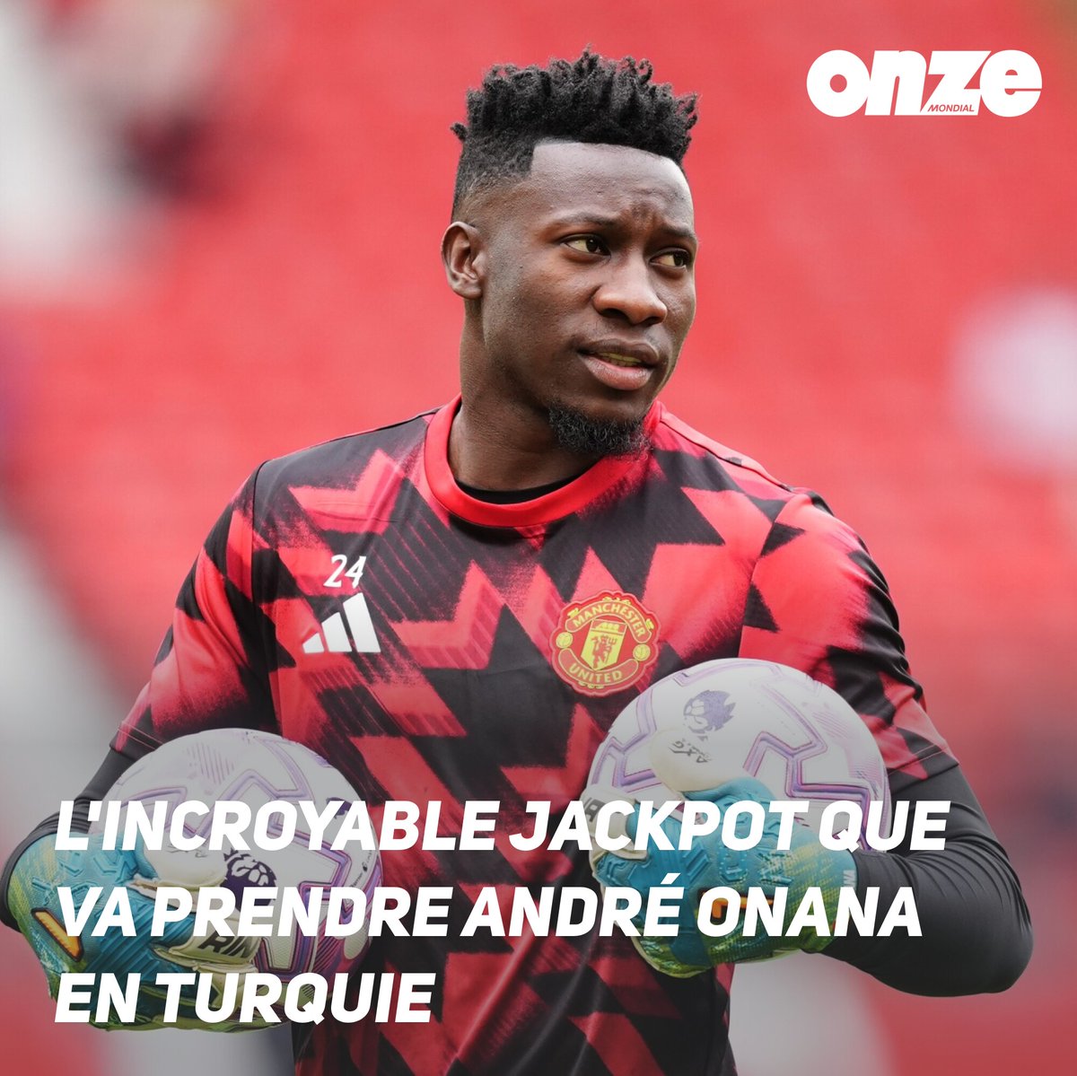 OnzeMondial's tweet photo. 🚨 André Onana va quitter Manchester United et empocher un jackpot énorme dans son nouveau club !
➡️ https://t.co/LSuiq3tNVD https://t.co/UuD2FMQCfV