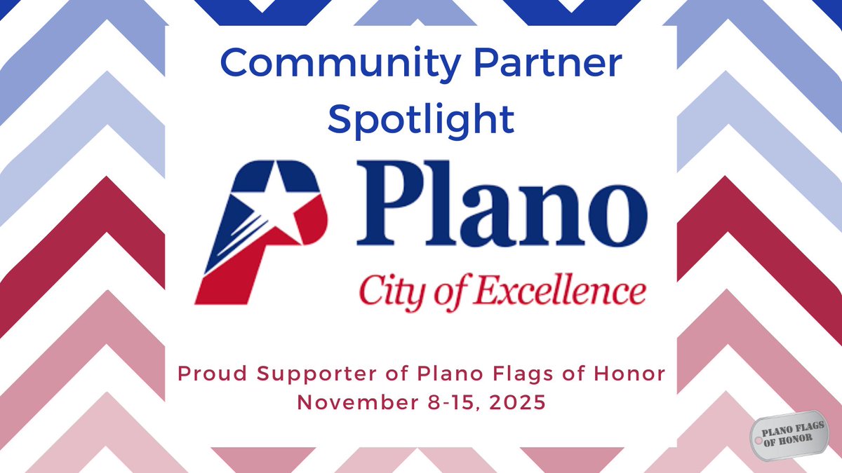 The City of Plano is an essential partner in bringing the Plano Flags of Honor to life.  Together, we honor veterans, first responders &amp; active duty service members with a tribute that unites our community. 💙

#PlanoFlagsOfHonor #PlanoTX #HonorAHero <a href="/cityofplanotx/">City of Plano</a>