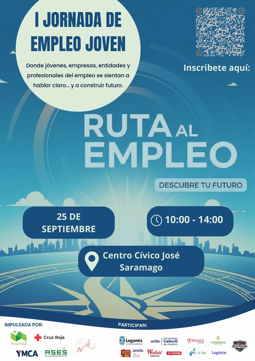 I Jornada de Empleo Joven Leganés 2025.
Inscríbete
#Crleganes