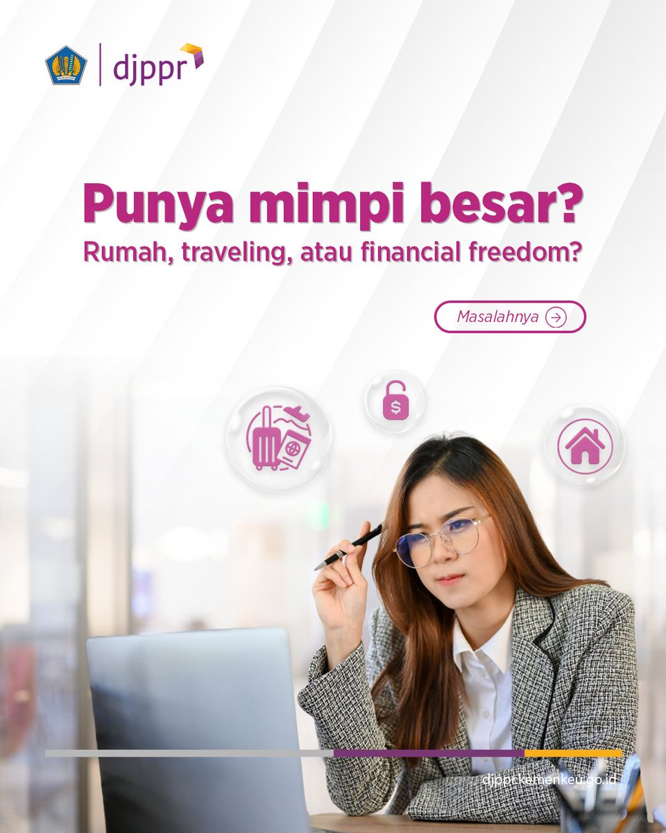 DJPPRkemenkeu's tweet photo. Punya mimpi besar, tapi bingung gimana mulainya? 🤔 
Rumah impian, liburan keliling dunia, atau financial freedom? Jangan cuma dipikirin, yuk mulai rencanain sekarang! ✈️💰🏠 #Investasi #MimpiBesar #FinancialFreedom https://t.co/17UzSy4nXD