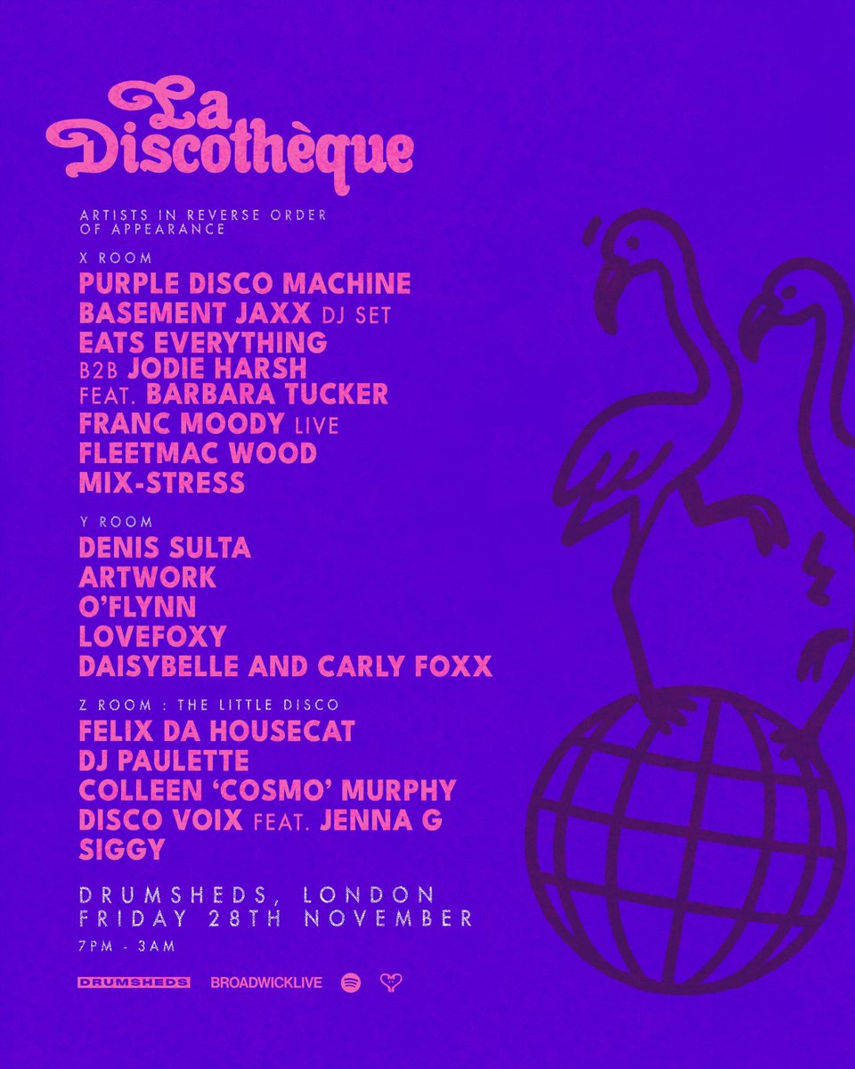 Franc Moody will be joining a veritable plethora of good-time heavyweights at Drumsheds, London for La Discothéque at the end of November. Don't miss it.

Tickets available now at drumshedslondon.com/event/la-disco….