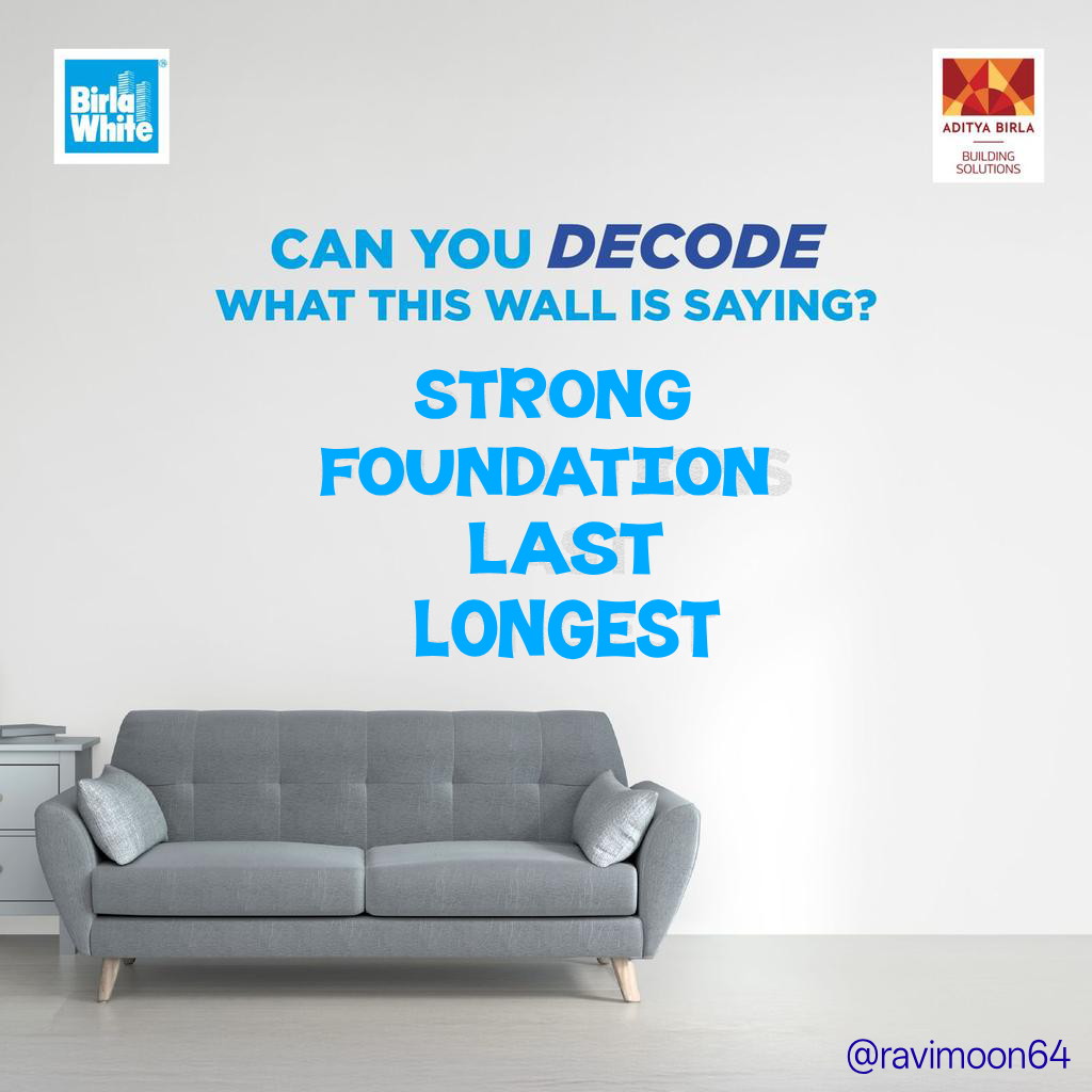 ravimoon64's tweet photo. @BirlaWhite STRONG FOUNDATIONS LAST LONGEST
#ReadBetweenTheWalls #LiteracyDayContest #BirlaWhiteKaWhiteCementAdvantage #BirlaWhite #VisualLiteracy #ContestAlert #DecodeAndWin @BirlaWhite
💙
@Krupa9182 @Acharyaempire @Sunildave1 @BhattVai @JitenMe43613884 @PrernaJ54110576 @pragyaa26 https://t.co/fZIViRaduD