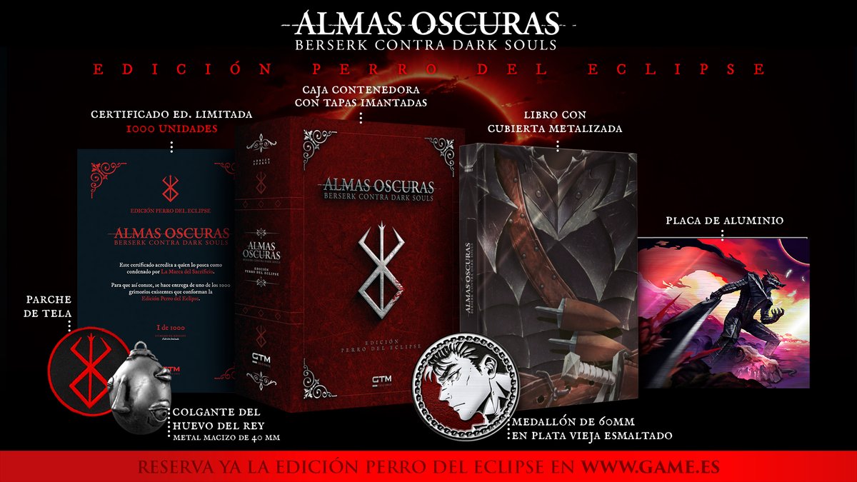 Descubre la emocionante conexión entre los universos de BERSERK y DARK SOULS en el nuevo libro "Almas Oscuras: Berserk contra Dark Souls" de Adrián Suárez (<a href="/Nuevebits/">Adrián Suárez</a>). 🔥🌘

📖 Ya puedes reservarlo junto con sus preciosas ediciones coleccionista "Halcón de la Luz" y "Perro del