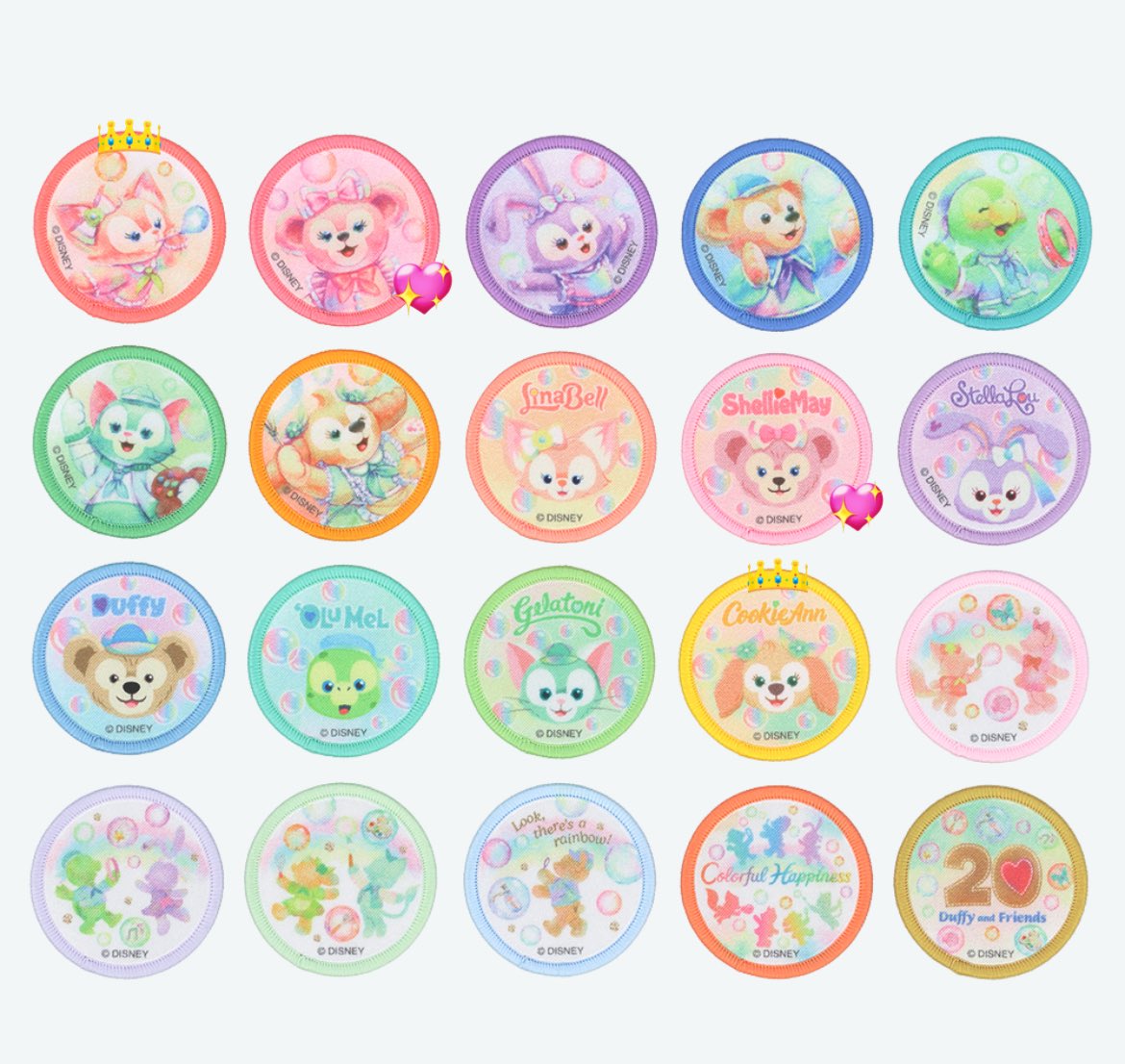 __dd0's tweet photo. 【交換】ディズニー ディズニーシー TDR TDS ダッフィー&amp;フレンズ 20周年 ダフフレ カラフルハピネス ワッペン

譲：👑 リーナベル等身、クッキーアン顔

求：💖 シェリーメイ同種

郵送交換希望です📮
お気軽にお声がけください https://t.co/DCimmOZ7nQ