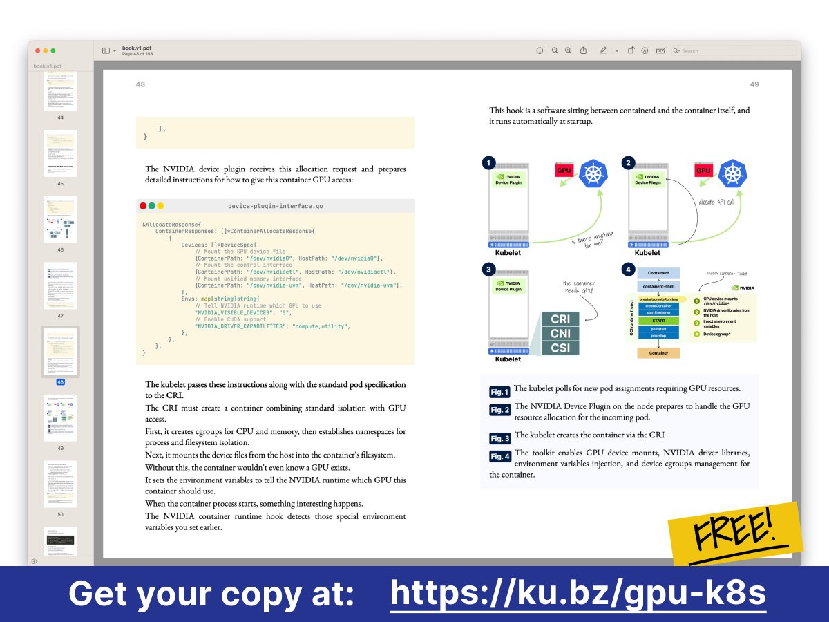🚀📕 The GPU + Kubernetes book is finally here. After six months of rabbit holes, I finally understood why this problem was so hard.

When I started, I thought GPUs were just fancy parallel processors. Mount the device, set some resource limits, and done. Then I learned that GPUs