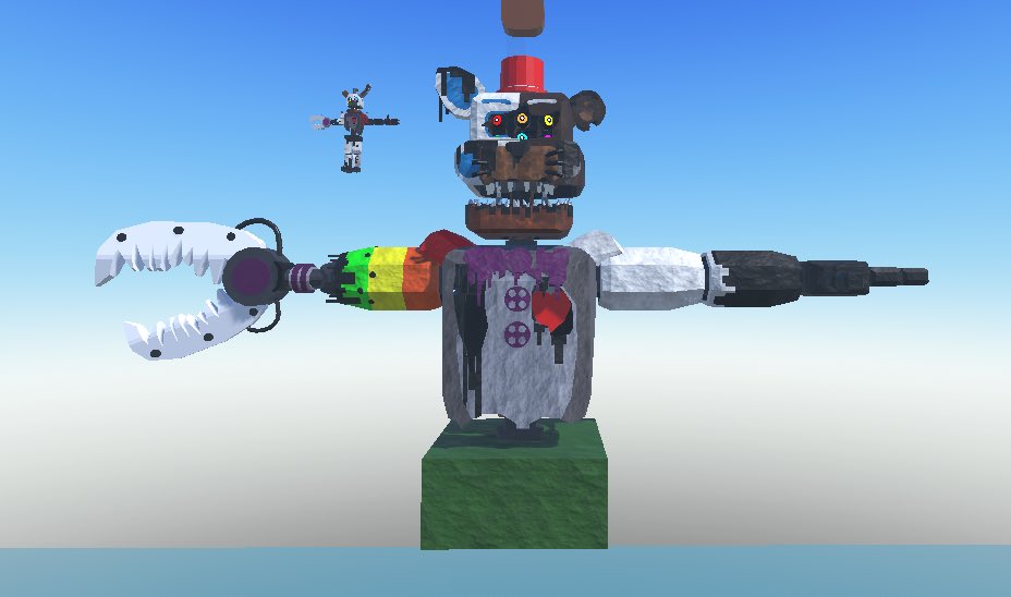 JazzyButCooler's tweet image. Wip, this is a mash up of character from a roblox fnaf fan rp game called project freakshow reincarnated, for those curious.
#FNAF #ROBLOX #robloxstudios #fnaffanart