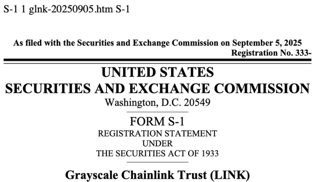 HUGE NEWS: Grayscale files for a $LINK ETF. Already running spot Bitcoin  and Ethereum ETFs… Grayscale now has filings for Solana, Ripple, Litecoin,  Dogecoin, and Avalanche. Chainlink is the latest addition to