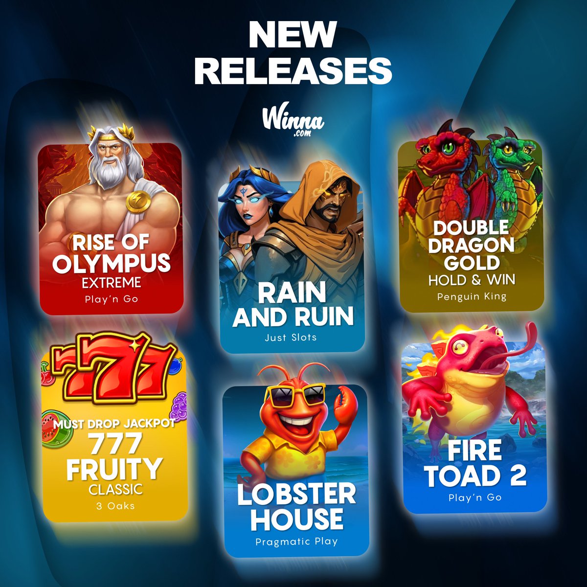 New releases on Winna.com 🎉

Go check them out now!

💬 RT + comment your favourite new game &amp; Winna username for a chance to win 25 Free Spins