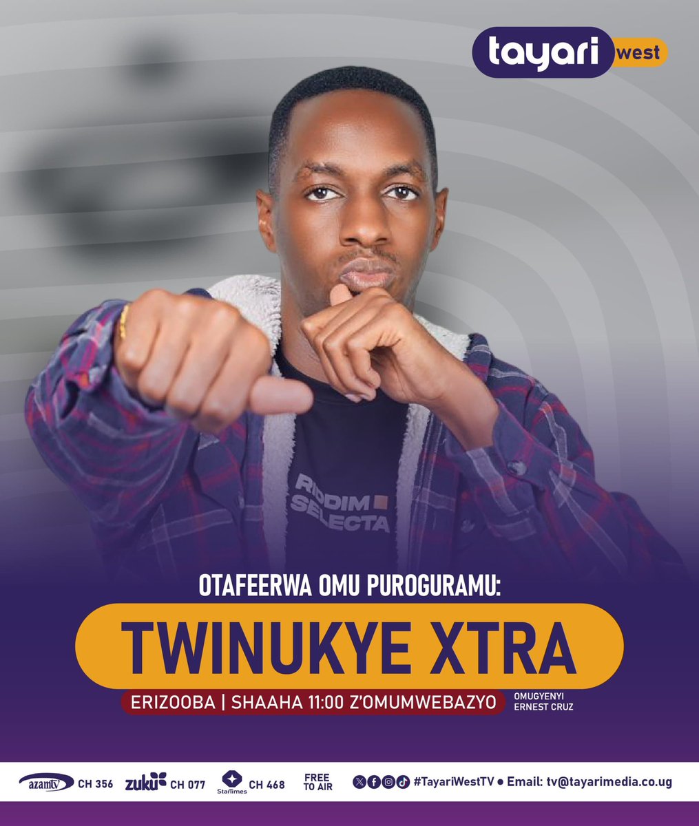 5PM SWITCH ON YO TELE … We Are On <a href="/TayariWestTV/">Tayari WEST TV</a> 📺 2 Share With You Matters Of National Importance!!

On #TwinukyeXtra Show

Rema Merino like this show &amp; #MondayMotivation #MchoiceMintAwards2025