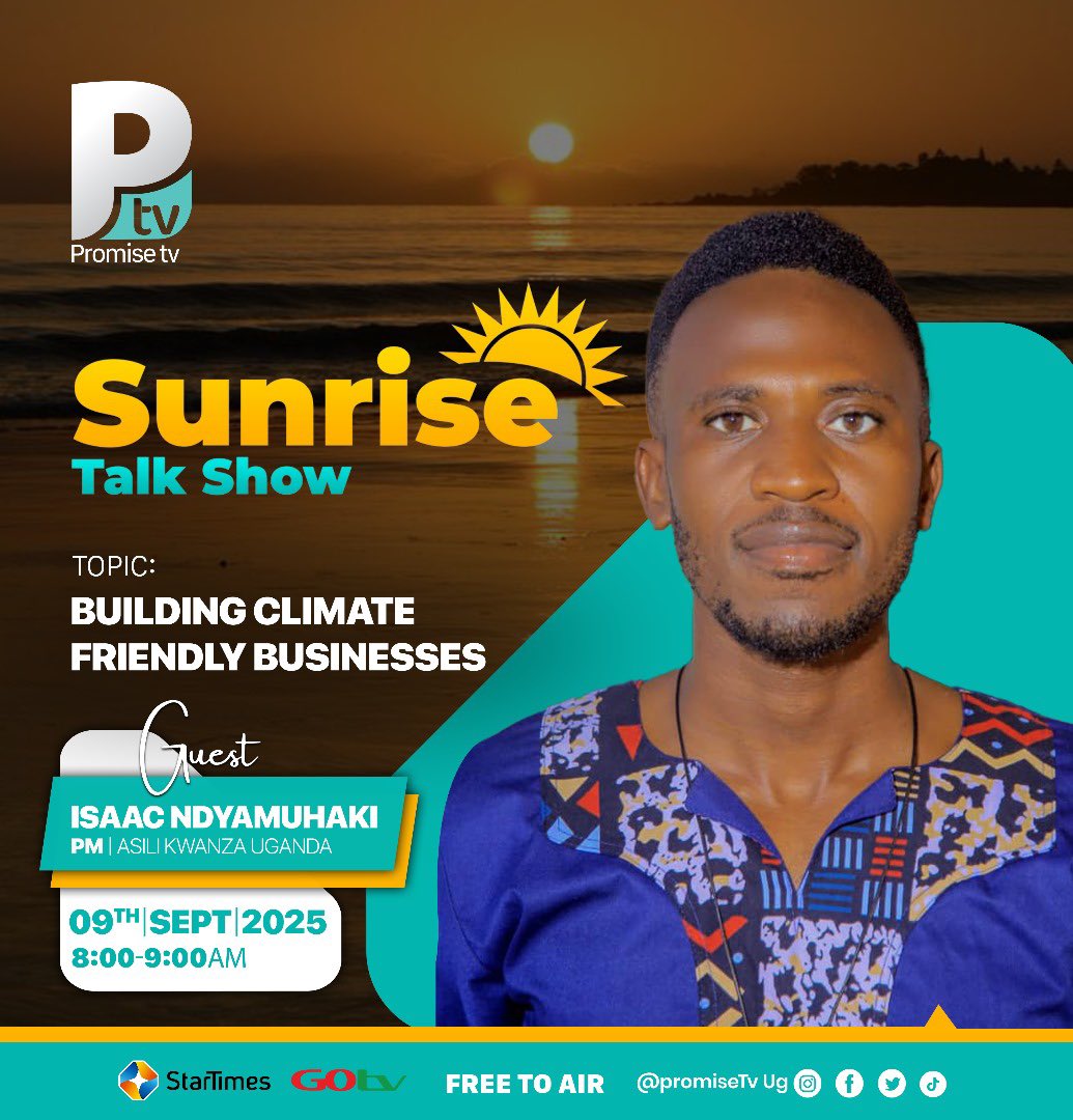 Tomorrow our team leader <a href="/zandy_isaac/">Isaac Ndyamuhaki</a> will be at <a href="/promisetvUG/">Promise TV 🇺🇬</a> articulating the dynamics of building a #climate friendly business referencing our journey and story in providing safe, affordable and sustainable #Energy solutions for post harvesting handling and #CleanCooking.