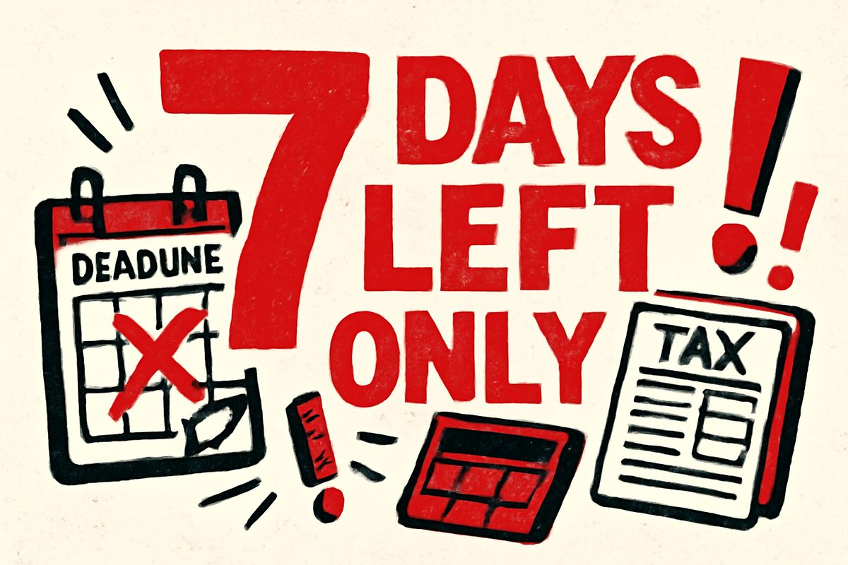Saataxationpali's tweet image. 🚨 Attention Taxpayers! Only 7 DAYS LEFT to file your ITR for AY 2025-26! ⏳ Don’t miss the Sep 15 deadline or face penalties up to ₹5,000 + interest! File NOW 👉 saataxation.com/it/individuals 💼💰 #ITR2025 #TaxDeadline #FileITR #TaxFiling #itrfiling