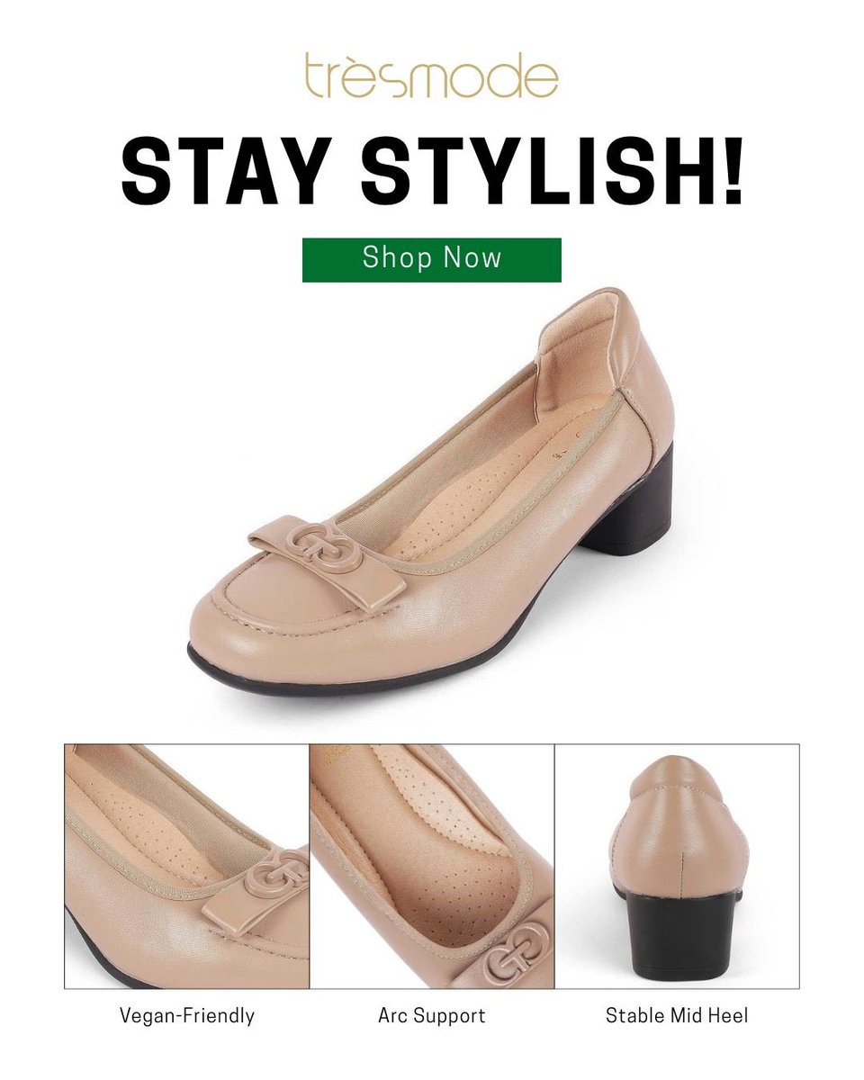 tresmode's tweet photo. Highlighting the top 3 Features of our Women’s Heels & Pumps - 

✨ Vegan-Friendly 💕

✨ Arc Support 💁🏻‍♀️

✨ Stable Mid-Heel 👡

Start shopping at https://t.co/QOoZtvHykI 

#festiveessentials #postoftheday #featuresofourproducts #heelsforwomen #pumpsforwomen #womenslateststyles #currentlytrending #veganfriendlyshoes #shoponline #shopnow #Tresmode
