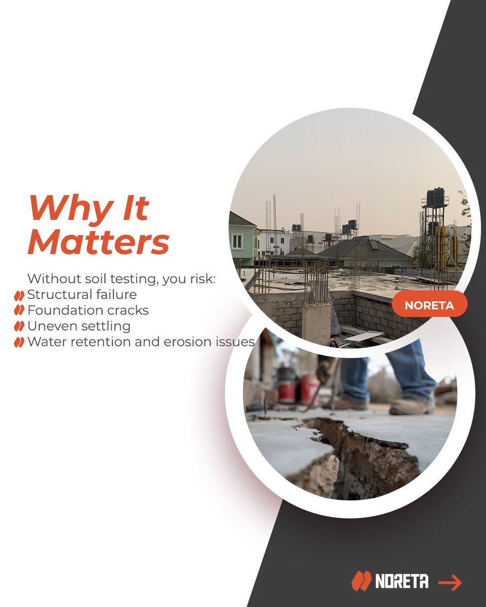 noretaltd's tweet photo. At Noreta, every project starts with a deep understanding of the soil, the site, and the science. Because building smart means building on a strong, tested foundation.

In this week’s #BuildSmartTips, we’re breaking down:
What soil testing reveals
What can go wrong without it https://t.co/Ewq2iUxHpK