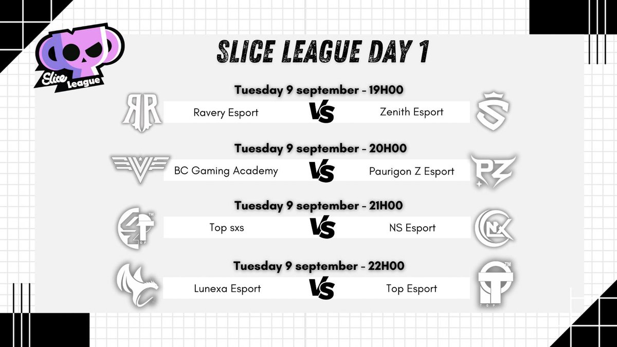🔥 La Slice League commence !! 🔥
Voici le planning du Day 1 👇⚡

À votre avis, qui va remporter ce premier jour ? 👀
Donnez vos pronostics en commentaire ⬇

#sliceleague #slice