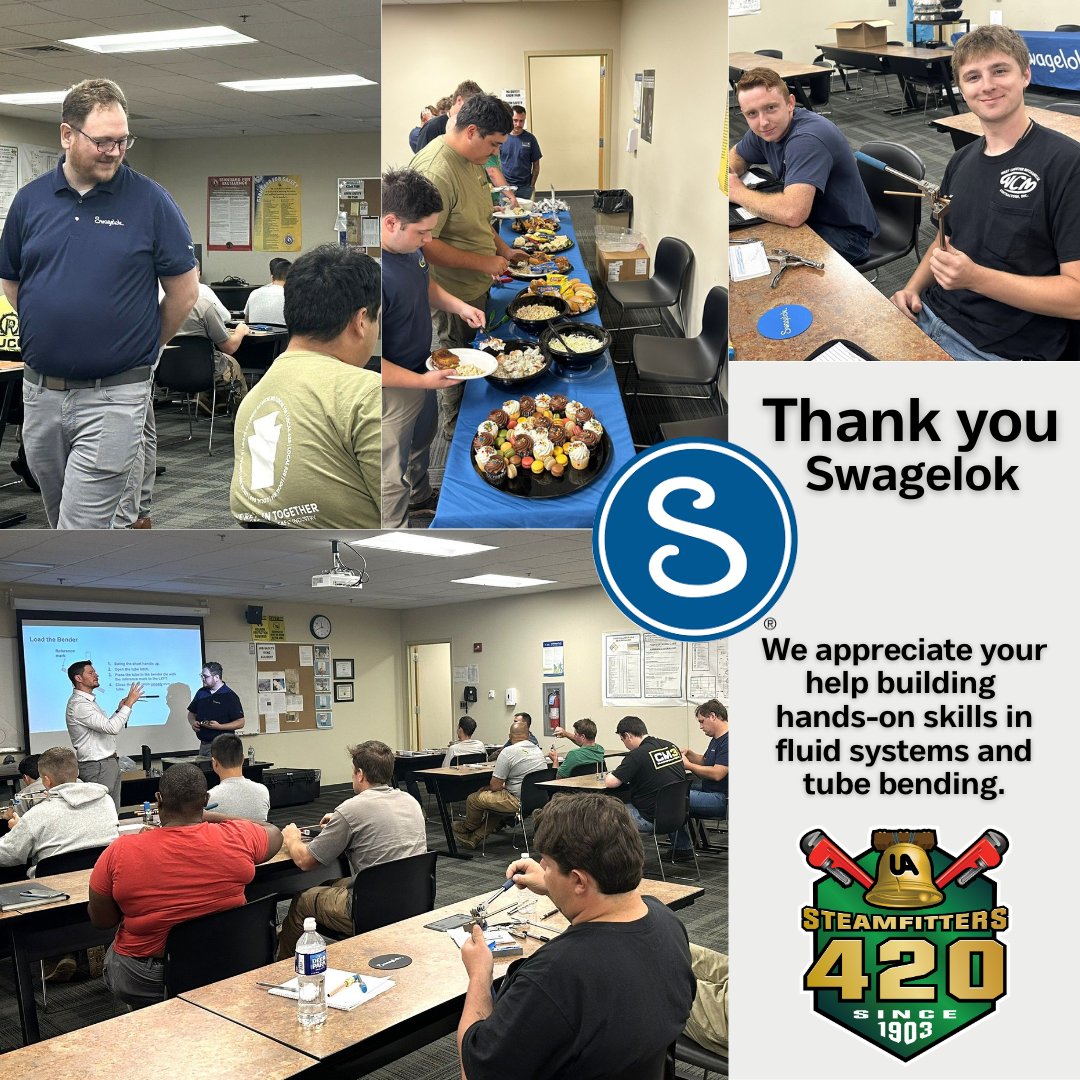 420Steamfitters's tweet image. Big thanks to @Swagelok #certified #trainers for leading an incredible #fluidsystem and #tubebending #training for our new #apprentices and #journeymen. We&apos;re proud to #invest in #training that fosters #confidence &amp;amp; #precision. Learn more here:  bit.ly/3XYLdcC
