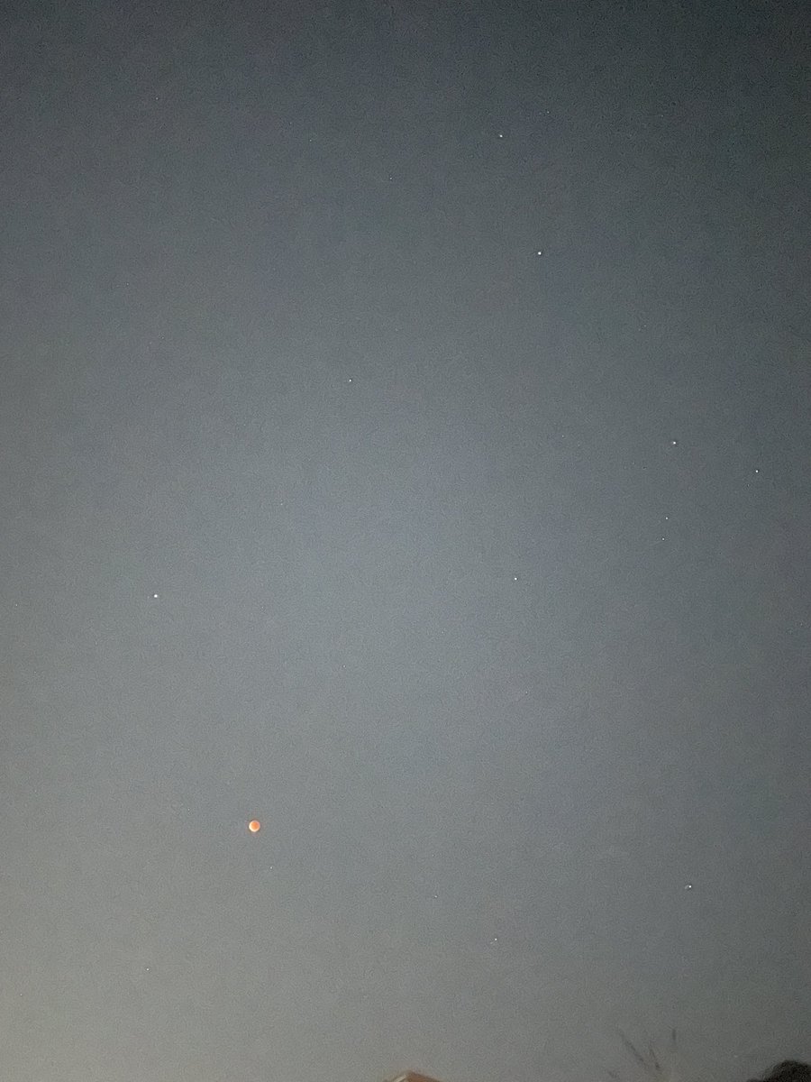 昼寝して早寝して未明に起き皆既月食。左上に土星🪐、右上にはペガスス座秋の大正方形。地球の影に入るところから月食ならではの欠け方で始まり、赤銅色の皆既食状態。快晴で東にはさんざめく冬の星座の中に木星も。食は静か。静寂の、夏の終わりの天体ショーを楽しみました。