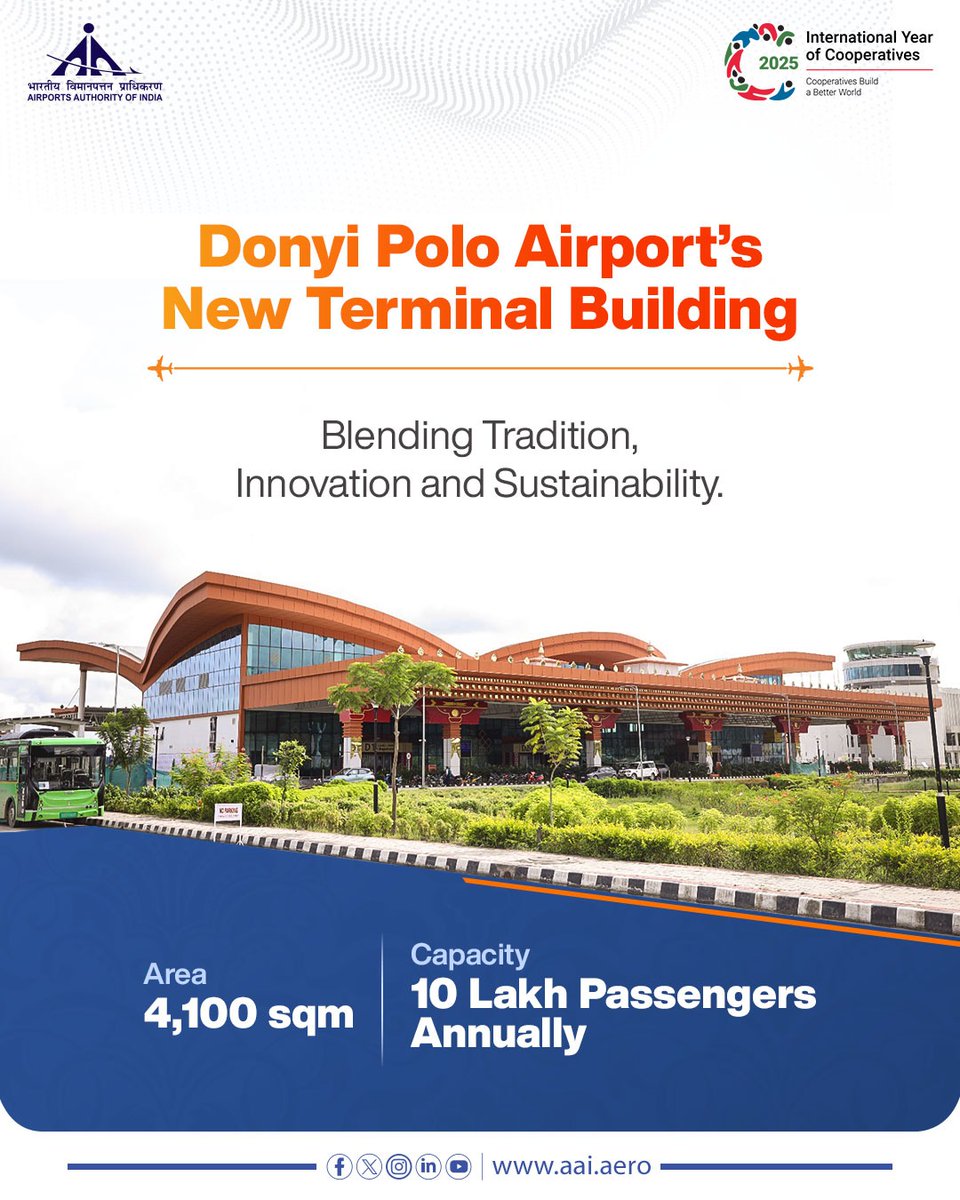 AAI_Official's tweet image. A New Gateway of Growth for Arunachal Pradesh!

The New Terminal Building at Donyi Polo Airport @aaihollongi, Itanagar, recently commenced flight operations in the august presence of Hon’ble Union Minister of Civil Aviation Sh. @RamMNK ji, standing as an architectural milestone…