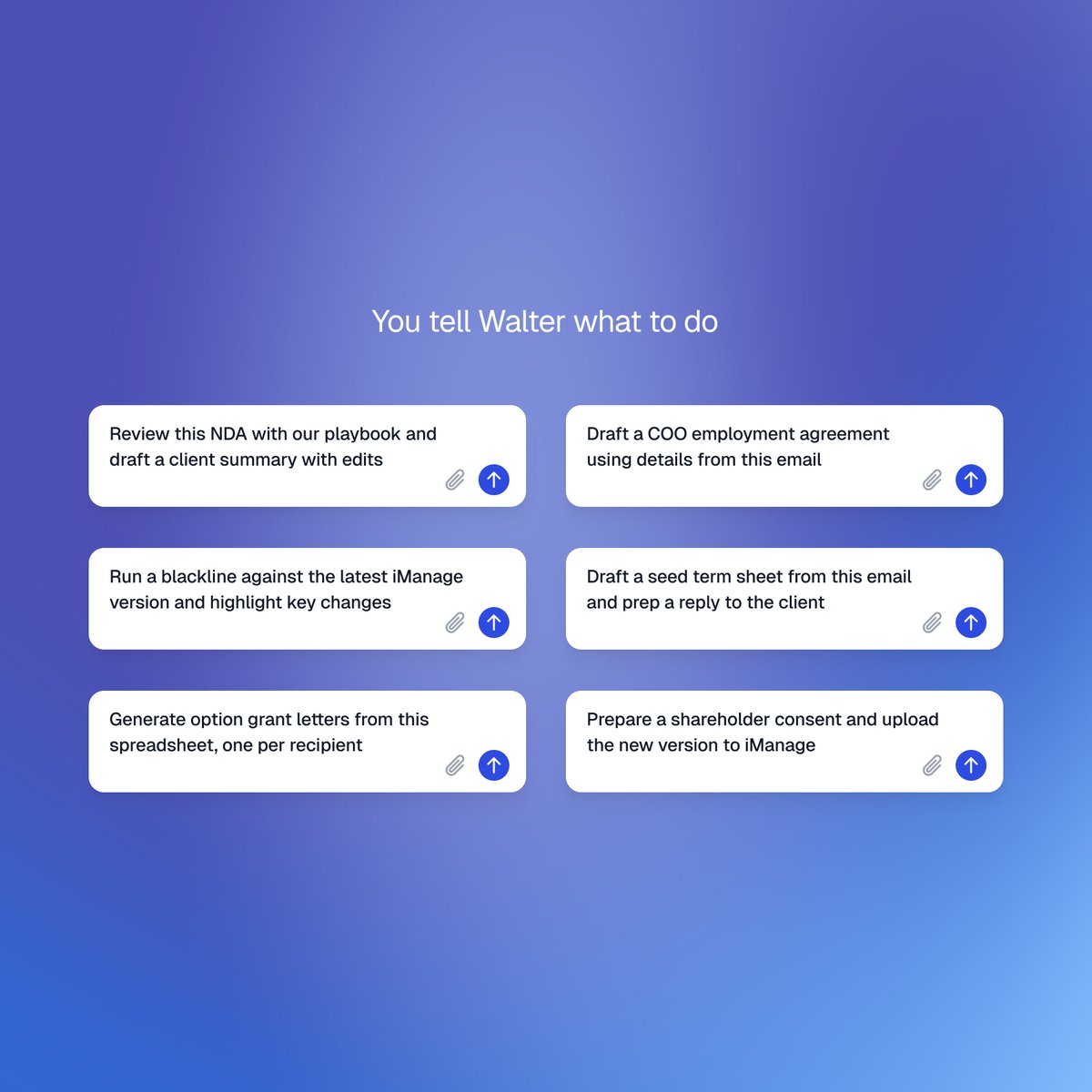 Introducing: The AI agent built for legal work.

Walter’s AI Agent drafts, edits, blacklines, retrieves, issues shares, updates cap tables.

All inside Outlook &amp; iManage.

ISO 27001 + SOC 2 Type II. No training on your data.

👉 getwalter.com/news/ai-agent
