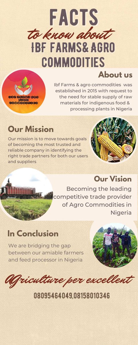 ✅Active  for the new season 
 Steady supplies of ,

Sesame seeds 
Paddy rice
Cocoa
Soyabeans 

Do well to reach out 
WhatsApp only 08095464049