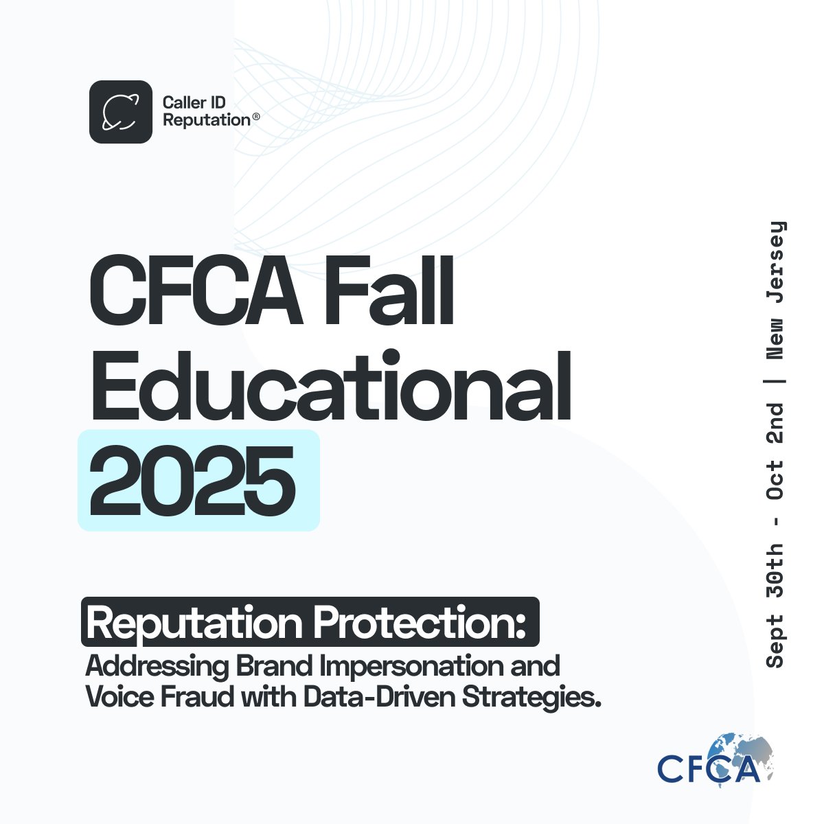 Is your business susceptible to fraud on the voice channel? Don't miss <a href="/CallerIDRep/">Caller ID Reputation®</a>'s insights on voice fraud and brand impersonation at the <a href="/CFCAFraud/">CFCA</a>'s Fall Educational Event!

#CallerIDReputation #CIDR #FraudPrevention #CFCAFallEducational #BrandProtection
