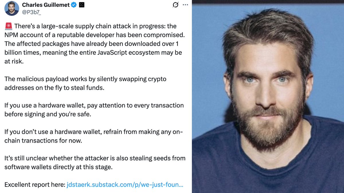 DEGEN NEWS (@degeneratenews) on Twitter photo NEW: LEDGER CTO <a href="/P3b7_/">Charles Guillemet</a> SAYS "IF YOU USE A HARDWARE WALLET, PAY ATTENTION TO EVERY TRANSACTION BEFORE SIGNING AND YOU'RE SAFE.IF YOU DON’T USE A HARDWARE WALLET, REFRAIN FROM MAKING ANY ON-CHAIN TRANSACTIONS FOR NOW" NEW: LEDGER CTO <a href="/P3b7_/">Charles Guillemet</a> SAYS "IF YOU USE A HARDWARE WALLET, PAY ATTENTION TO EVERY TRANSACTION BEFORE SIGNING AND YOU'RE SAFE.IF YOU DON’T USE A HARDWARE WALLET, REFRAIN FROM MAKING ANY ON-CHAIN TRANSACTIONS FOR NOW"