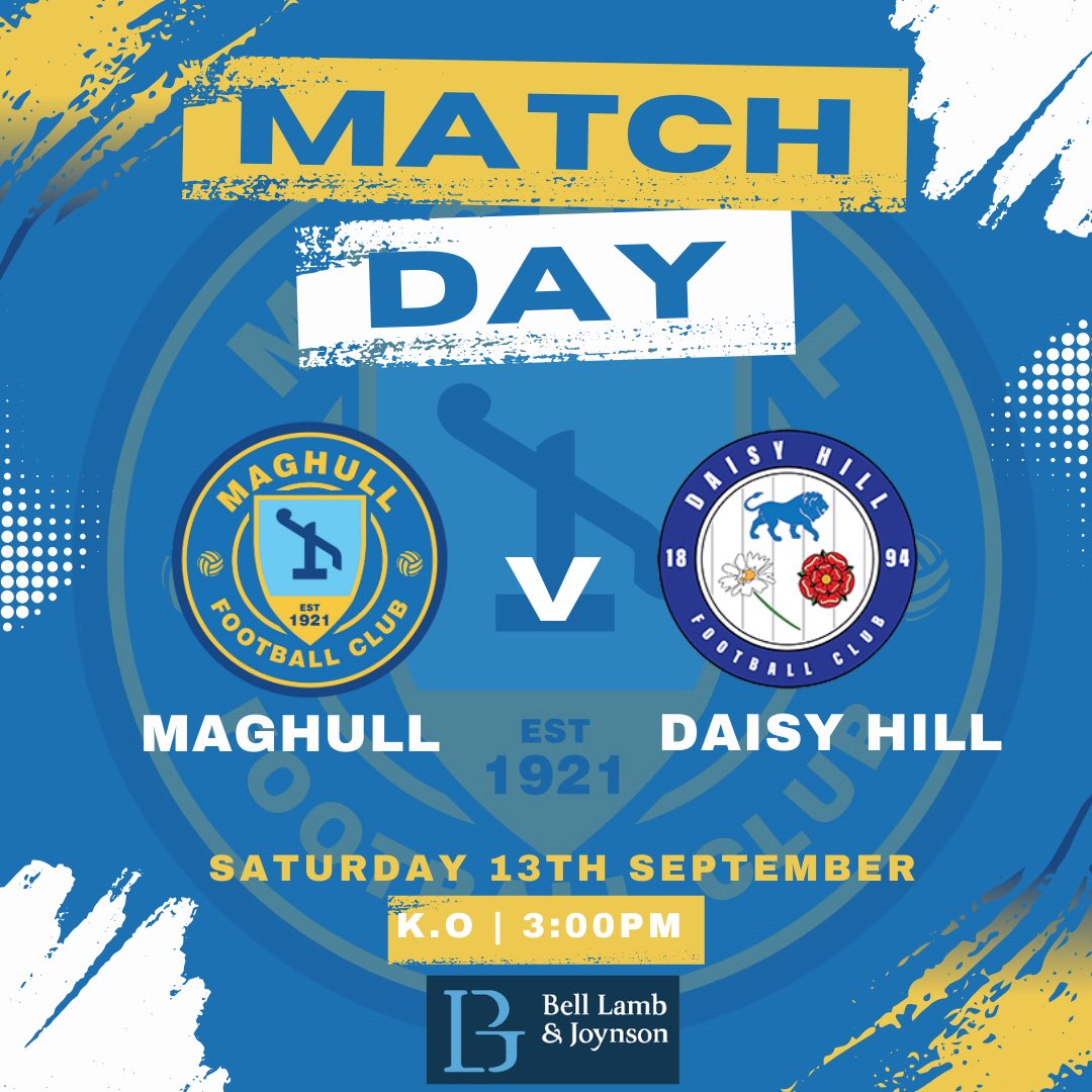 🔵⚪️『It’s almost been a month since our last home game but WE ARE BACK!』🔵⚪️

📅 | Saturday 13th September
⏰ | 3:00pm KO
🆚 | <a href="/OfficialDHFC/">Daisy Hill FC</a> 
🏟️ | DT Hughes Community Stadium 
🎟️ | £5 adult, £3 Concessions 
🍻 | Bar Open
🍴 | Hot &amp; Cold Food Available 

#WinnersMakeItHappen