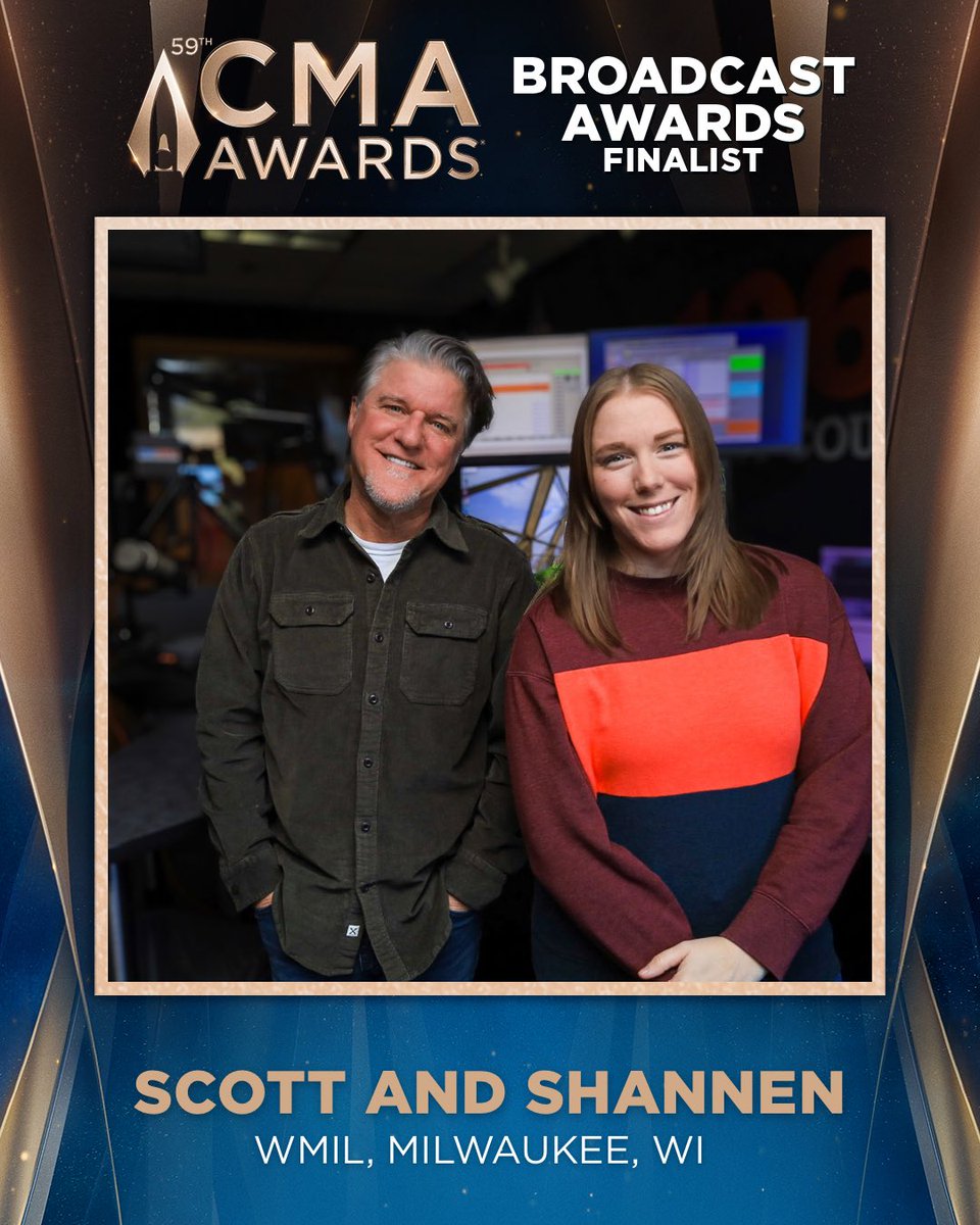 Grateful and proud are both understatements for what we feel when it comes to our listeners and to our team. 🌟 Thank you for making FM106.1 &amp; <a href="/fm1061mornings/">Scott and Shannen</a> worthy of <a href="/CountryMusic/">CMA Country Music</a> nominations!! #cmaawards