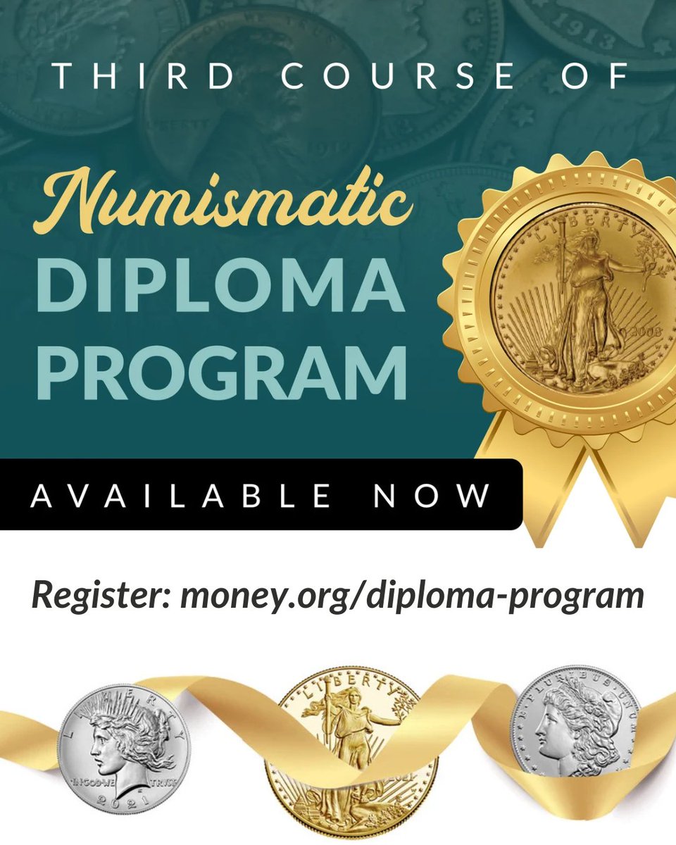 ANACoins's tweet image. 📢 The ANA’s third Numismatic Diploma Program course Detecting Counterfeit &amp;amp; Altered Coins is now online! 🪙✨

📚 Members register: bit.ly/4gcTEJv

Not a member yet? Join today: bit.ly/46gbtmk

#Numismatics #ANAEducation #CoinCollector #CounterfeitDetection