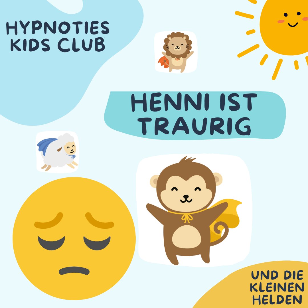 🌈 Hypnoties Kids Club – Henni ist traurig

Henni sitzt heute still in der Ecke.🐒
Kein Klettern. Kein Lachen. Nur Stille.🌧️
Theo flüstert: Geht’s dir gut?
Birti setzt sich dazu: Wir sind bei dir.

Langsam lächelt Henni, ganz klein.
Er baut ein ruhiges Spiel – die anderen machen