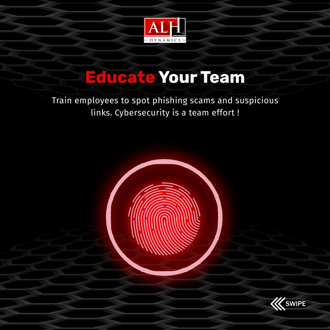 AlhDynamics's tweet photo. Top 3 #CyberSecurity tips every business must follow:
Strong, unique passwords
Keep software updated
Train your team to spot phishing

ALH Dynamics keeps your business secure with tailored solutions.

#CyberAwareness #DataProtection #ALHDynamics https://t.co/24TA9erEKc