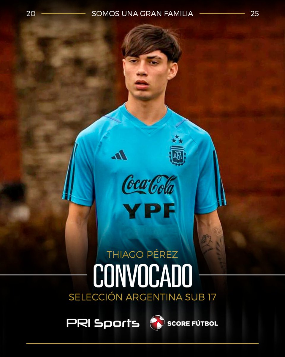 ᴄᴏɴᴠᴏᴄᴀᴅᴏ
Es una Alegría anunciar la Convocatoria de Thiago Pérez a la <a href="/Argentina/">🇦🇷 Selección Argentina ⭐⭐⭐</a> Sub 17! 🇦🇷

Felicitaciones Thiago, a Romperla! 💪🏻

#PRIsports #GestionDeportiva