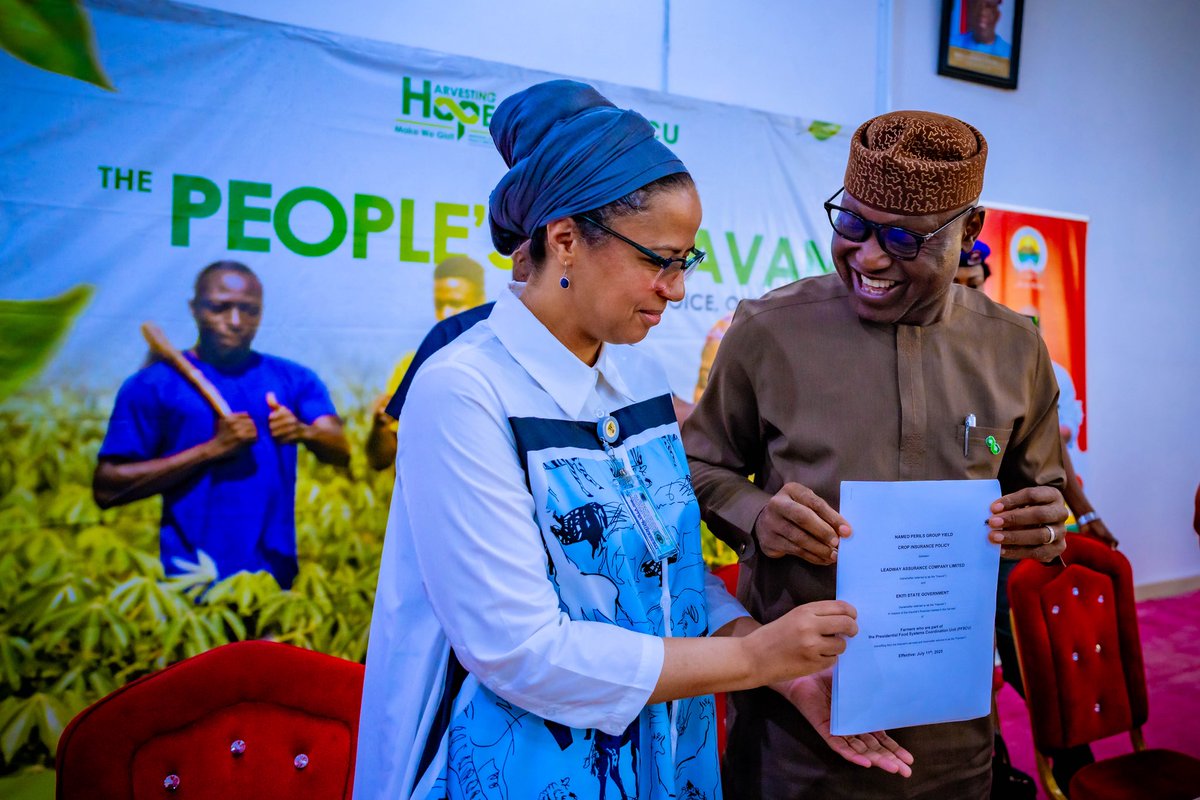 pfscu_ng's tweet image. Today at the Government House, Ado-Ekiti, the 2025 Wet Season Agricultural Insurance Policy was handed to Gov. @biodunaoyebanji 
Ekiti state becomes the first state under the NAPM framework to embrace risk mitigation as a tool to protect farmers
@ekitistategov 
#MondayMotivation