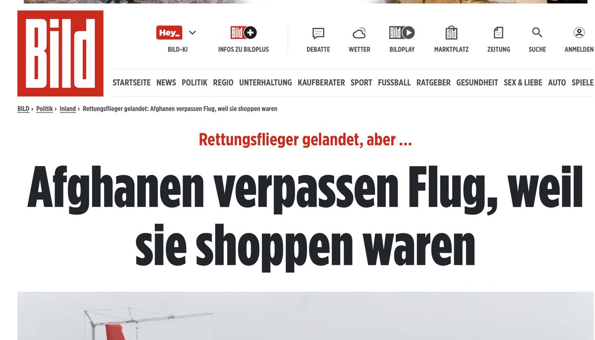 Was <a href="/BILD/">BILD</a> da verbreitet hat, sind <a href="/BMI_Bund/">Bundesministerium des Innern</a> zufolge Fake News. Die Geflüchteten aus Afghanistan haben den Anschluss von Istanbul nach Hannover nicht wegen Shoppings in "schicken Geschäften" verpasst, sondern weil eine 70-Jährige einen Rollstuhl brauchte - und die andere ihr half.