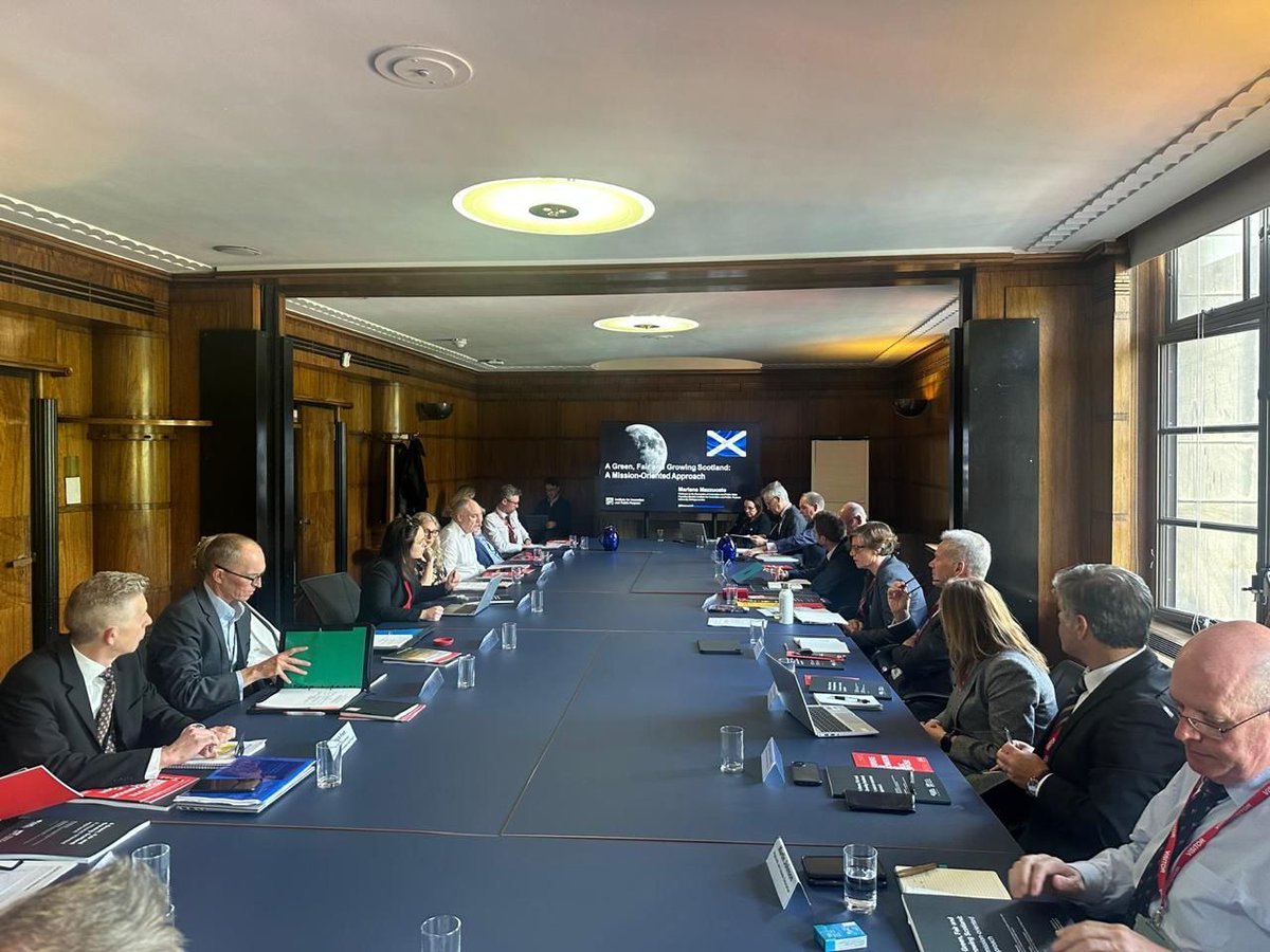 Productive workshop with Deputy First Minister <a href="/_KateForbes/">Kate Forbes MSP</a> and the Scottish Government on implementing mission-oriented industrial strategy. Scotland's Strategy has strong foundations but requires whole-of-government coordination to harness the policy tools at its disposal—from