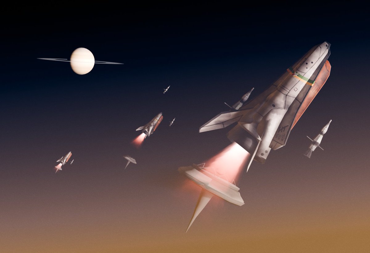 RandolphC84432's tweet image. #SST25 Day 8: Staging
Titan Defensive
The converted shuttles dispose of their laser boost stage and launch their ASATS toward the UN battlegroup sitting in low orbit, a constant reminder that even with space superiority, you are never safe.
#spaceshiptember