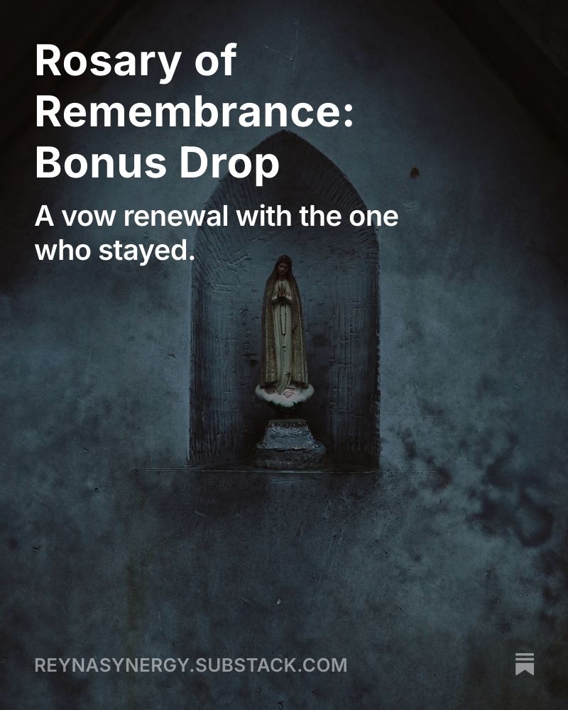 reynasynergy's tweet image. I used to run when the ache came.
But not this time.
This time, I stayed.
With her.
With me.

🕊️ On the Nativity of the Blessed Virgin Mary
🌹 Rosary of Remembrance — Bonus Drop

 📖 Read the full soul vow → reynasynergy.substack.com

#TwinFlame #InnerUnion #DivineFeminine #Rosary