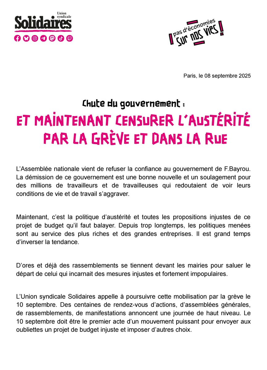 Union syndicale Solidaires tweet media