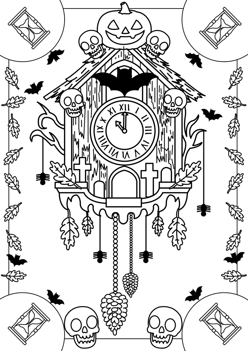 sillywillydraws's tweet image. Witching Hour. Gothic Memento Mori coloring book page . 
#digitalart #illustrationart #coloringbookpage #Halloweenart #Gothicart #Autumn #Fall #AutumnVibes