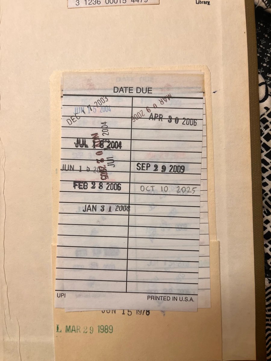 This classic software engineering book has been checked out continuously since 1978. I penciled in my own due date since they haven't stamped books in a decade.