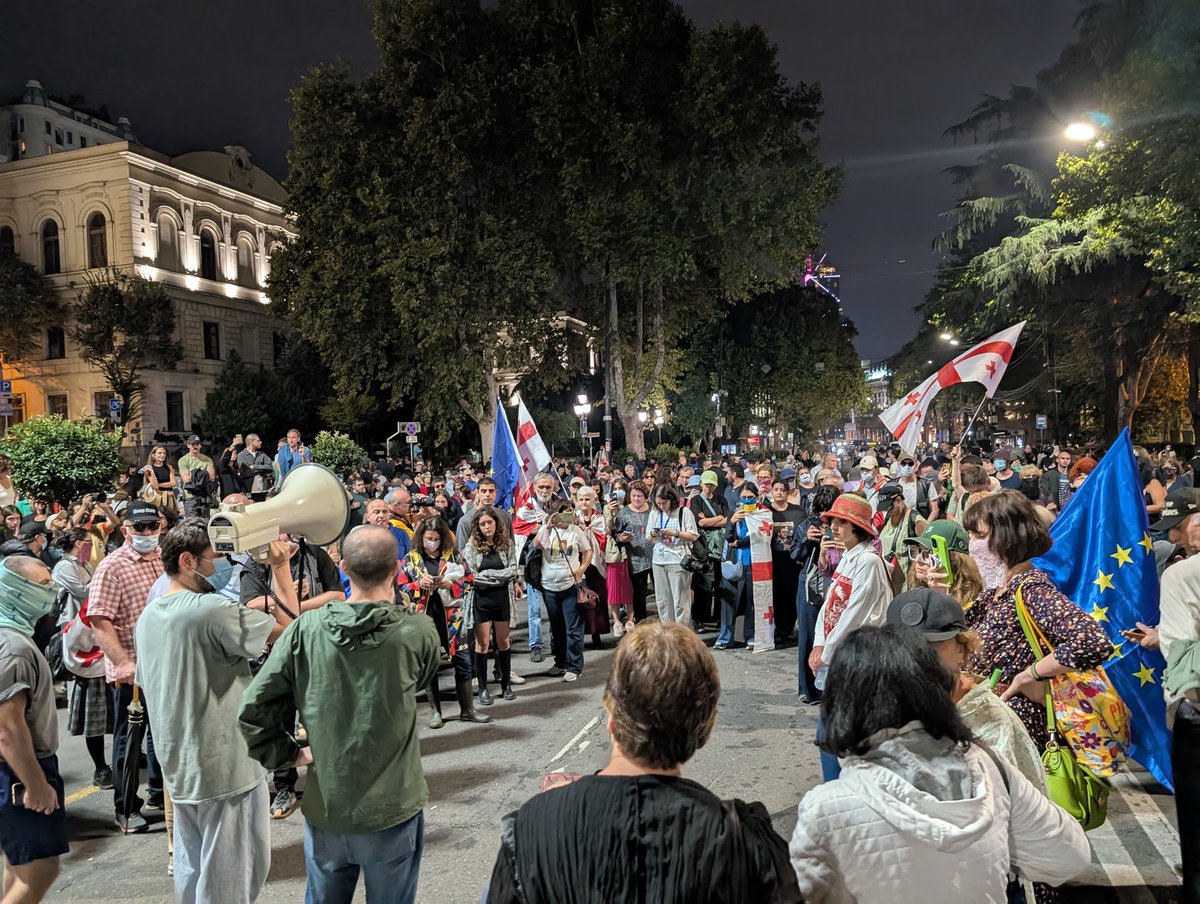 Rustaveli Avenue on day 285 of daily, nationwide protests in Georgia. 🇬🇪✊