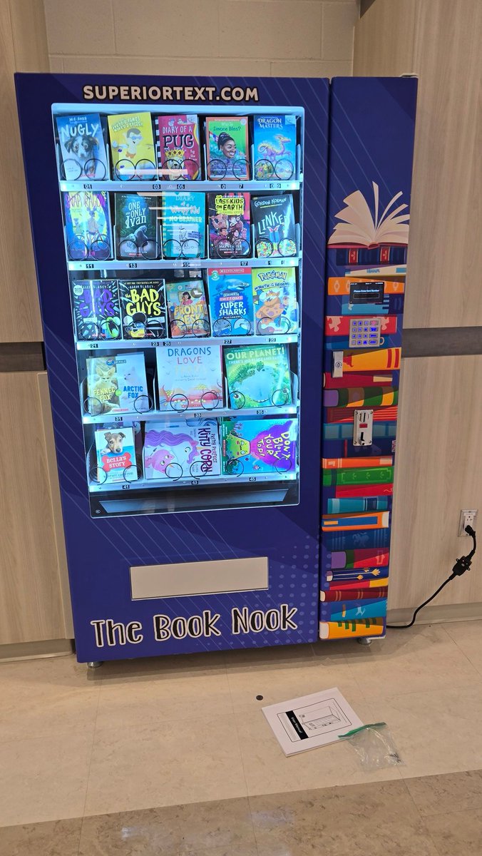 SeidlSTEAMspace's tweet image. Our @booknook vending machine is open for business! Some lucky students were so excited to receive a free book today. We cannot wait to give out more tokens for positive behavior!