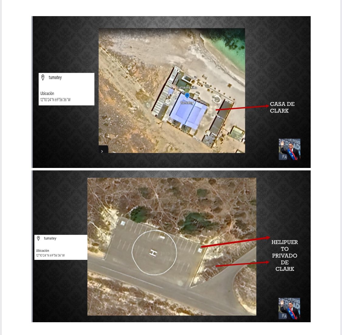 El “gobernador” del Cartel en Falcón Víctor Clark disfruta de una mansión en Tumatey con helipuerto, planta desalinizadora, internet satelital, motos de lujo, piscina y embarcaciones que van y vienen al Caribe sin control.
El mismo que se auto destruyó una pista clandestina.