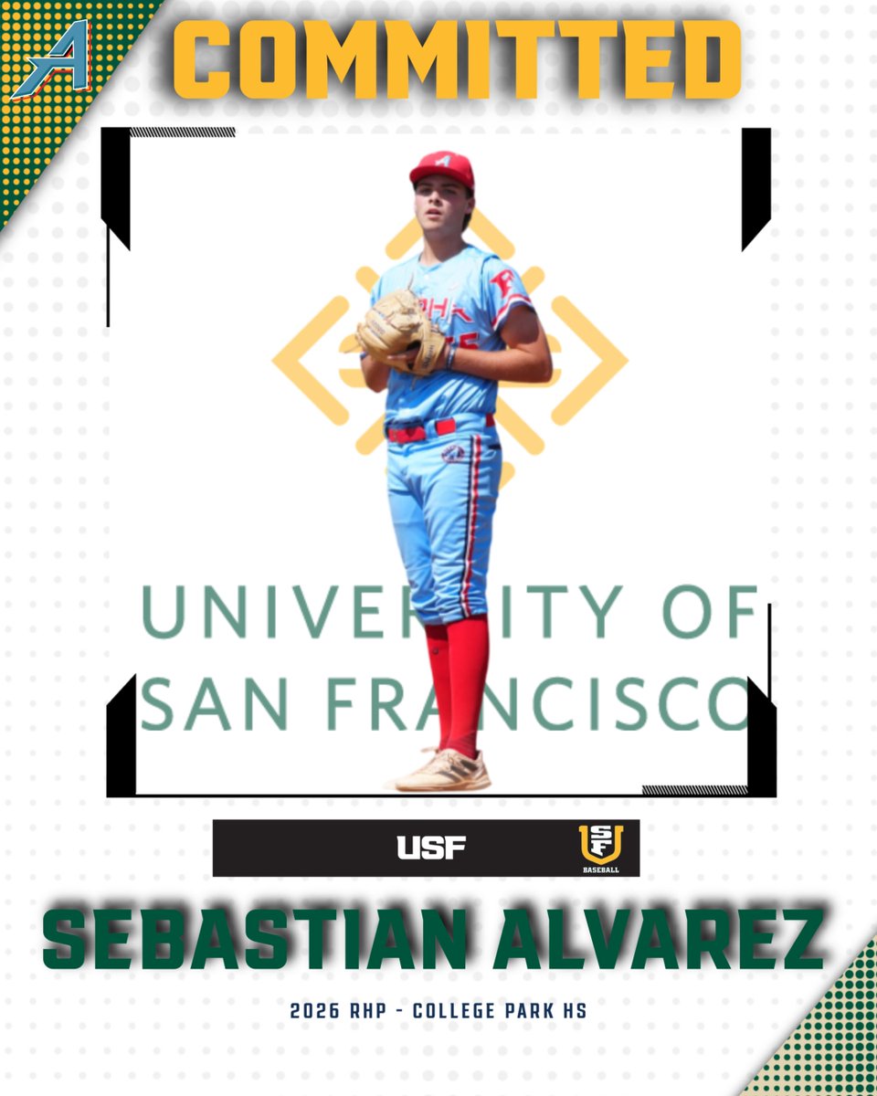 Congratulations to Alpha Power '26 <a href="/seb_alvarez07/">Sebastian Alvarez</a> (College Park HS) on his commitment to <a href="/SFDonsBaseball/">San Francisco Baseball</a> !!!   

#ThisIsAlpha #USFDons