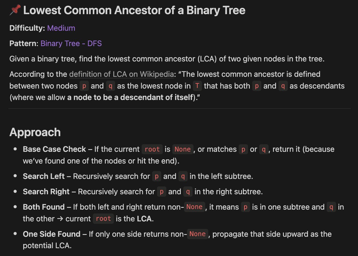 Priyansh0310's tweet image. Binary Tree - DFS     
Lowest Common Ancestor of a Binary Tree #LeetCode75                

38/75               

#Python #DSA #100DaysOfCode #LeetCode