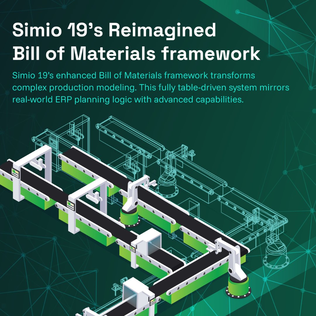 Simio 19’s new Bill of Materials framework brings ERP-level logic to simulation. Model multiple BOMs, dynamic substitutions &amp; time-based rules with precision—creating digital twins that mirror real production.

Register for the webinar to learn more: simio.com/events/simio-1…